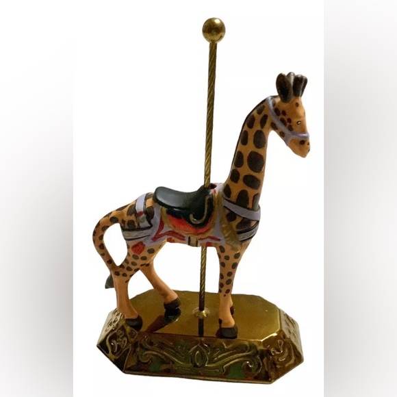 1990 Jack Hou Carousel Giraffe Figurine On Metal Base Heritage House - Picture 4 of 5